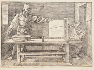 Tekenaar die een luit tekent door Albrecht Dürer
