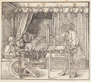 Tekenaar die een portret tekent door Albrecht Dürer