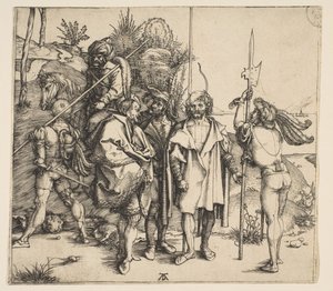 Vijf voetsoldaten en een bereden Turk, ca. 1495