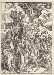 Vier engelen die de winden tegenhouden door Albrecht Dürer
