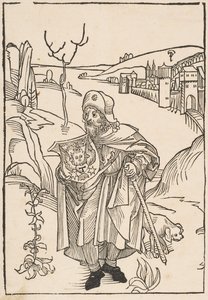 Gerson als Pelgrim, frontispice van Gersonis Opera door Albrecht Dürer