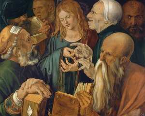 Jezus tussen de schriftgeleerden door Albrecht Dürer