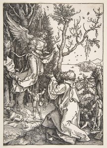 Joachim en de engel, uit Het leven van de Maagd, ca. 1504 door Albrecht Dürer