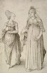 Dame in Venetiaanse Kleding Gecontrasteerd met een Neurenbergse Hausfrau door Albrecht Dürer