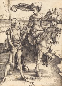 Dame te Paard en de Lansquenet, c. 1497 door Albrecht Dürer