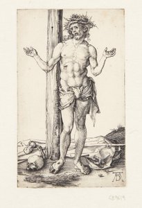Man van smarten met opgeheven handen door Albrecht Dürer