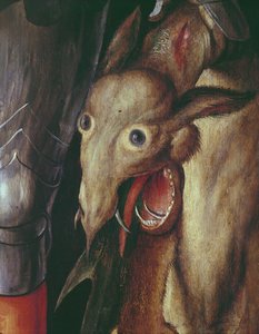 Paumgartner Altaarstuk: detail van de linker vleugel, het hoofd van de draak verslagen door St. George, c.1500 (detail)