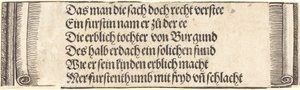 Gedrukte tekst voor "De verloving van Maximiliaan met Maria van Bourgondië"