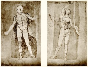 Proportiestudie van Adam en Eva