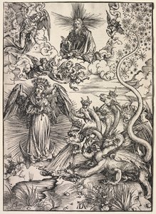 Openbaring van St. Johannes: De vrouw bekleed met de zon, 1511 door Albrecht Dürer