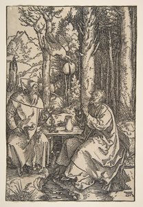 Sint-Antonius en Sint-Paulus in de woestijn door Albrecht Dürer