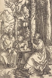 Sint Antonius en Sint Paulus in de wildernis, ca. 1504 door Albrecht Dürer