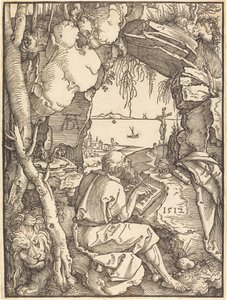 Sint Hiëronymus in een grot door Albrecht Dürer