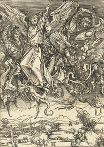 Sint-Michiel vecht tegen de draak door Albrecht Dürer
