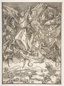Sint Michaël en de draak, uit De Apocalyps, ca. 1498