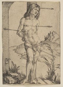 De heilige Sebastiaan aan de zuil gebonden door Albrecht Dürer