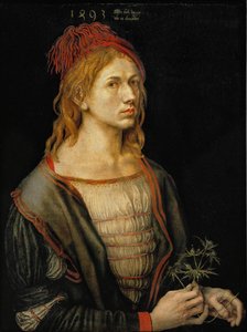Zelfportret met distel door Albrecht Dürer