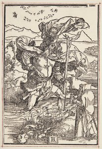 St. Christoffel in de wildernis met een vlucht vogels door Albrecht Dürer