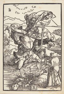 St. Christoffel in de wildernis met een vlucht vogels door Albrecht Dürer