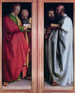 St. Johannes met St. Petrus en St. Paulus met St. Marcus, 1526 door Albrecht Dürer