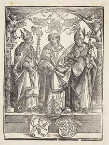St. Stefanus met twee andere heiligen door Albrecht Dürer