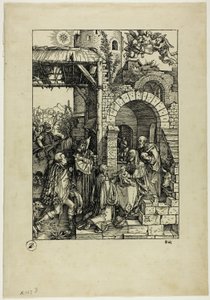 De aanbidding der wijzen, uit Het leven van de Maagd door Albrecht Dürer
