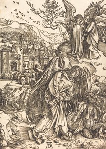 De engel met de sleutel tot de bodemloze put door Albrecht Dürer