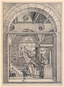 De Annunciatie, uit de serie Het Leven van de Maagd door Albrecht Dürer