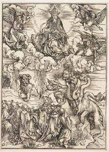 Het beest met twee horens als een lam door Albrecht Dürer