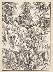 Het Beest met Twee Hoorns als een Lam door Albrecht Dürer