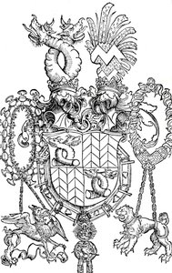 Het wapen van Florian Waldauf door Albrecht Dürer