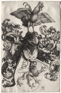 Het Wapen met een Leeuw en Haan door Albrecht Dürer