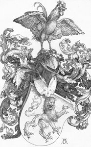 Het wapen met een leeuw en een haan, ca. 1502-1503, 1906 door Albrecht Dürer