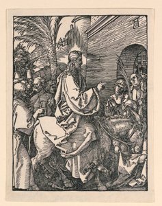 De intocht van Christus in Jeruzalem, uit de Kleine Passie-serie door Albrecht Dürer