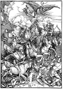 De vier ruiters van de Apocalyps, 1498 door Albrecht Dürer