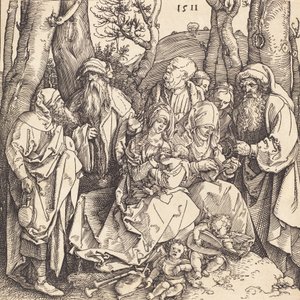 De Heilige Familie met twee muziekmakende engelen, 1511