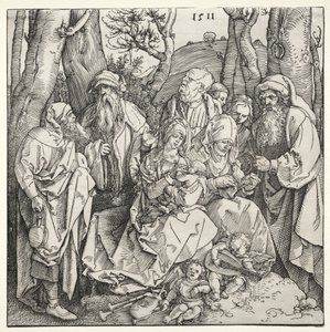 De Heilige Familie met Twee Muzikale Engelen