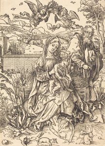 De Heilige Familie met de drie hazen door Albrecht Dürer