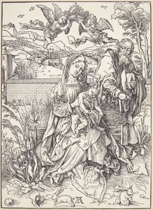 De Heilige Familie met drie hazen door Albrecht Dürer