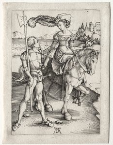 De dame te paard en de landsknecht door Albrecht Dürer