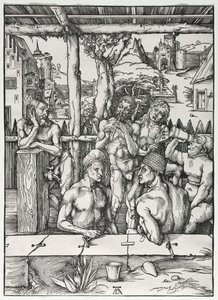 Het mannenbadhuis, ca. 1496-1497 door Albrecht Dürer