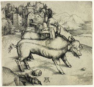 Het monsterlijke zwijn van Landser door Albrecht Dürer
