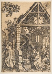 De Geboorte, uit Het Leven van de Maagd door Albrecht Dürer