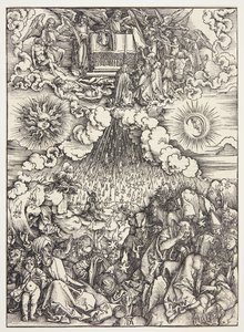 De opening van het vijfde en zesde zegel door Albrecht Dürer