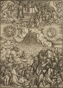 De opening van het vijfde en zesde zegel door Albrecht Dürer