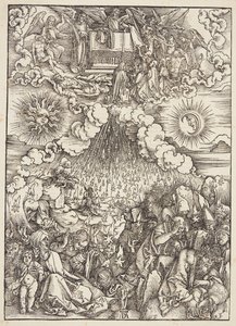 De opening van het vijfde en zesde zegel door Albrecht Dürer