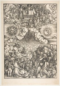 Het openen van het vijfde en zesde zegel, uit de Apocalyps door Albrecht Dürer
