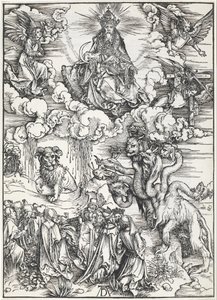 Het zevenkoppige beest en het beest met lamshorens door Albrecht Dürer