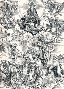 Het zevenkoppige beest en het beest met lamshorens, 1498, 1906 door Albrecht Dürer