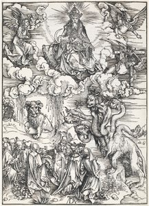 Het Zevenkoppige Beest en het Beest met Lamshorens, uit De Apocalyps van St. Jan